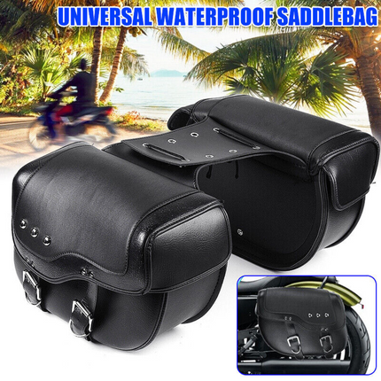 Universal Motorcycle Luggage Saddle Bags Storage Bag Side Tool Bag PU Leather