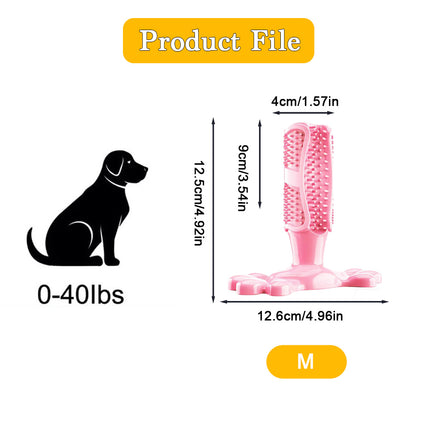 Pink M Size Dog Toothbrush Toy Clean Teeth Brushing Stick Mouth Chewing Dental Care Play Dog