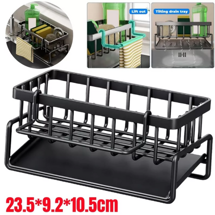 Kitchen Sink Rack Organizer Kitchen Sink Sponge Holder with Self-draining Tray