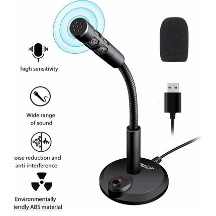 Desktop Mini USB Stand Microphone Mic For Desktop Laptop PC Computer