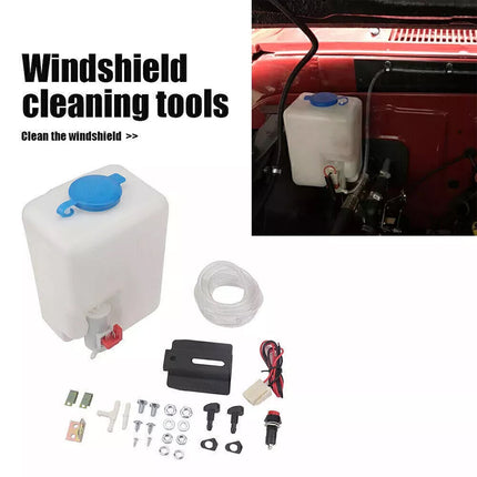 1.5L Car Windscreen Washer Bottle Kit Pump Universal Windshield Wiper Reservoir