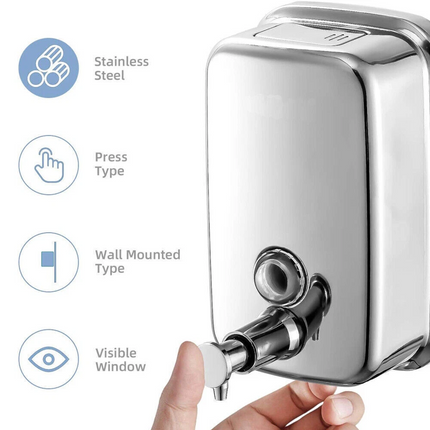 Soap Dispenser Wall Mount Stainless Steel Manual Liquid Pump 1000ML