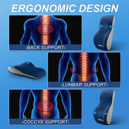 Back Cushion Lumbar Support Cushion Memory Foam Ergonomic Support Pillow