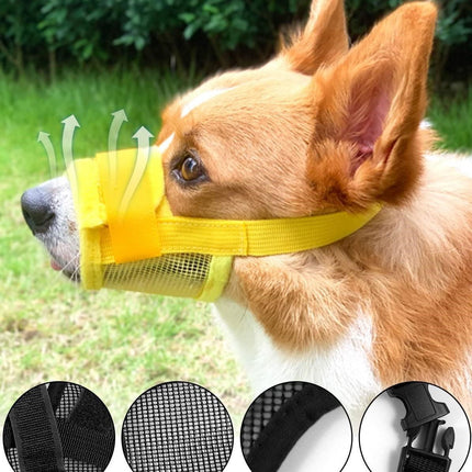 Black Pet Dog Adjustable Mask Bark Bite Mesh Mouth Muzzle Grooming