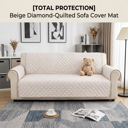 Sofa Cover Quilted Couch Covers Lounge Pet Protector Slipcovers Beige