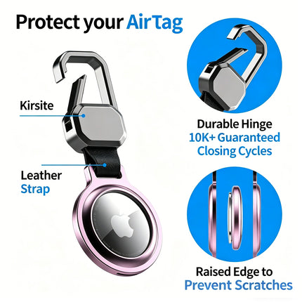 For Apple AirTag Heavy Duty Metal Case Air Tag Shell Shockproof Cover Purple