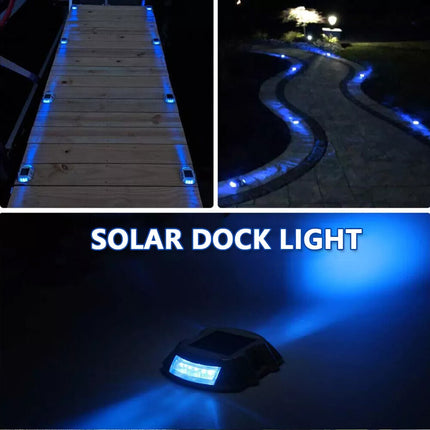 2X Solar Driveway Lights Deck Pathway Lights Solar Dock LED Light Safety Light Blue