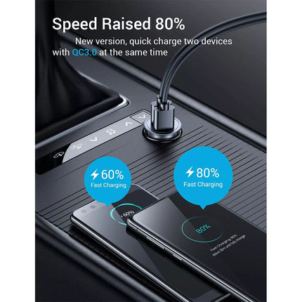 Car Charger USB C Fast Charging Car USB Adapter Travel Type C Dual Port Quick Car Charger + Cable for iphone