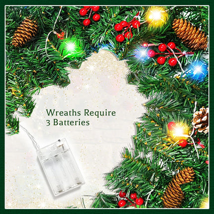 2.7m Christmas Garland LED Lights Flower Artificial Bushy Wreath Tinsel Rattan Sliver