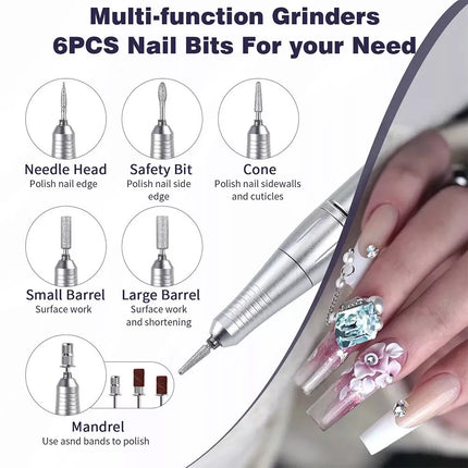 Rechargeable Electric Nail Drill Machine - Professional Portable Nail 45000RPM