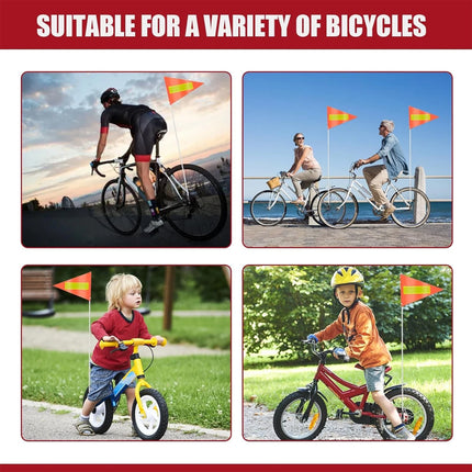 Bike Safety Flag With Yellow Reflective Strip For Bicycle Scooter Use
