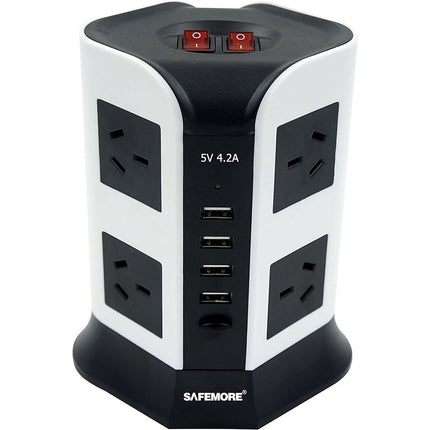 Euro 2 Level Power Stacker Power Board Power Station 8Outlet+4USB