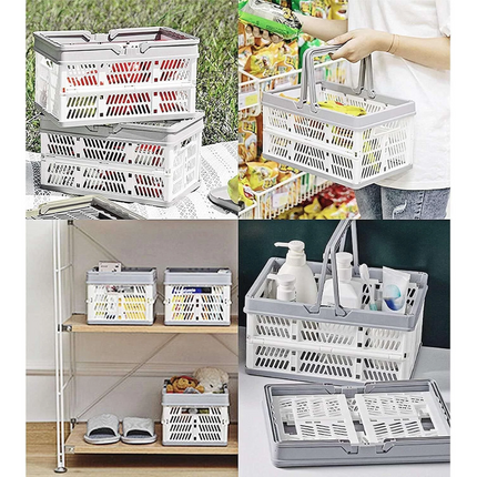 19L Portable Collapsible Shopping Cart Basket Crates Plastic Picnic Camping