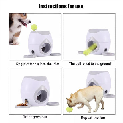Automatic Dog Tennis Ball Launcher Reward Feeder Interactive Pet Training Game Green