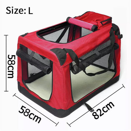 Pet Soft Crate Portable Dog Cat Carrier Travel Cage Kennel Folding Large L Red