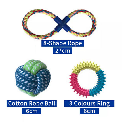 10 PCS Durable Cotton Rat Rope Pet Toys Puppy Dog Cat Pull Teeth Chew Toy Set