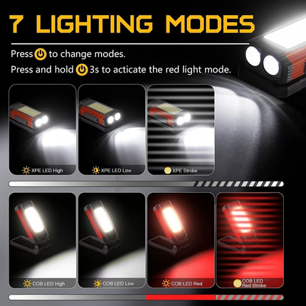 2pcs Rechargeable LED Work Light Portable Inspection Lamp Magnetic Folding COB Torch