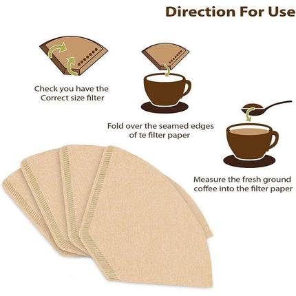 500x 102 Coffee Filter Paper Natural Thick Strong Original Wooden Drip Paper