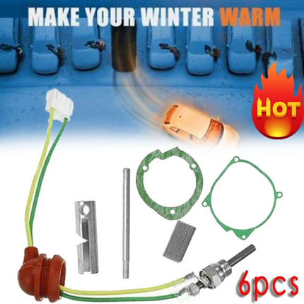 6Pcs Car Air-Diesel-Gasket +Ceramic Glow Plug Kit For Chinese Diesel Heater 5KW