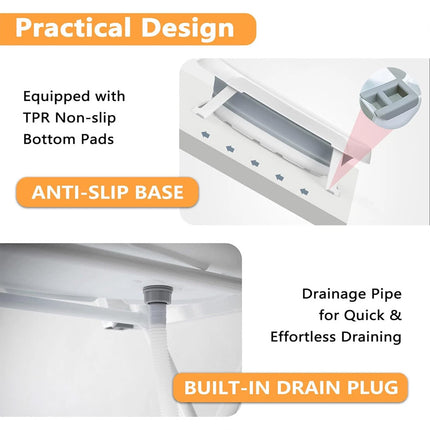 Foldable Pet Bath Tub with Adjustable Stand Portable Grooming Station Non-slip