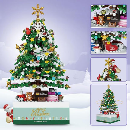 Christmas Tree Rotating Music Box Building Blocks Toy Gift Santa Decor 506pcs