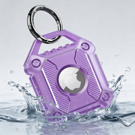 Purple Apple AirTag Protective Case Waterproof TPU Cover Air Tag Tracker Loop Holder