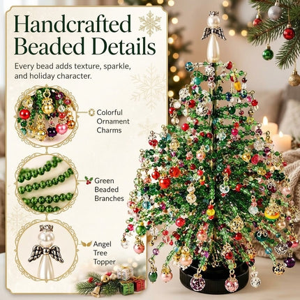 DIY Beaded Christmas Tree Kit Handmade Holiday Decor Colorful Beads Light-Up Xmas Tree Gift
