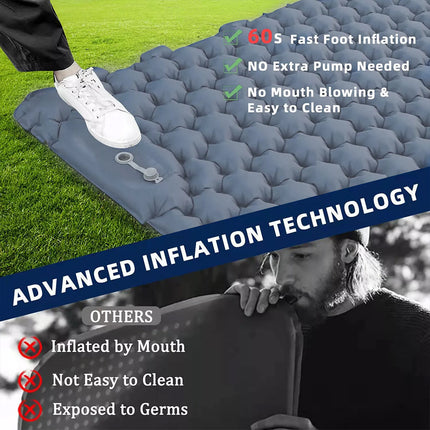 Self Inflating Mattress Camping Hiking Airbed Mat Sleeping with Pillow Bag Camp Grey