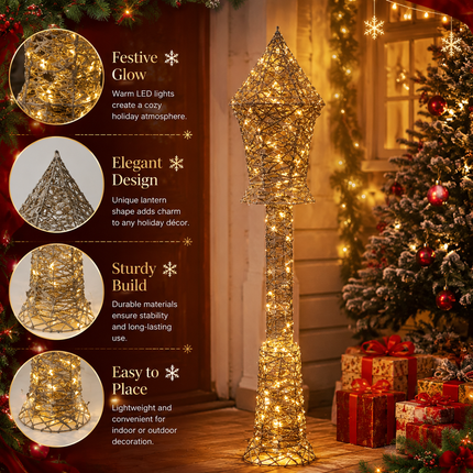 75cm Christmas LED Floor Lamp Warm White Lantern Holiday Decor Indoor Outdoor