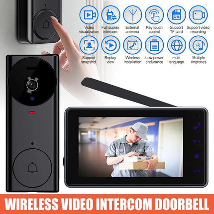 Wireless Video Doorbell Security Camera Ring Door Bell /W 4.3" Screen Intercom