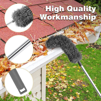 Gutter Cleaning Brush Roofing Tool with Telescopic Extendable Pole Grey