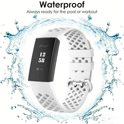 Fitbit Charge 3 4 Watch Soft Silicone Sports Replacement Band Wrist Strap White