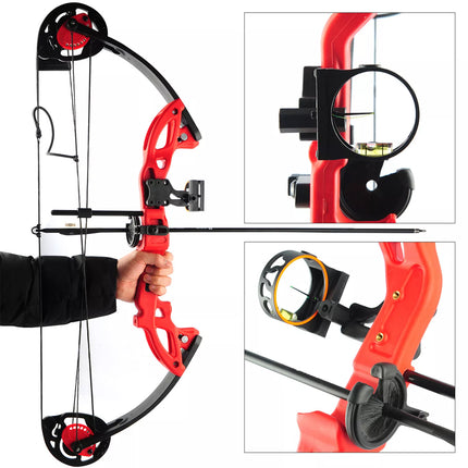 Youth Compound Bow 10-29lbs for Teenager Junior Target Hunting 10paper+10Arrows+bag Red