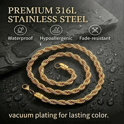 Chain Link Curb Necklace Men Women Stainless Steel Gold
