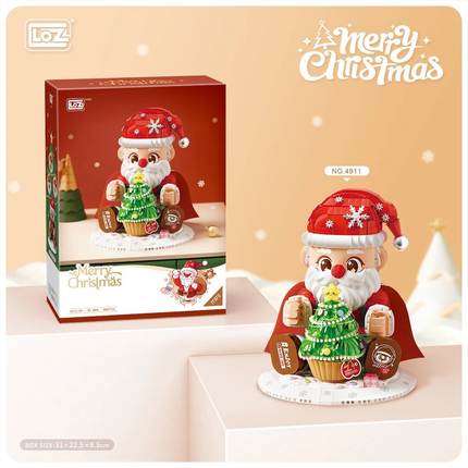 LOZ Christmas Santa LED Tree Night Light Mini Bricks Building Toy Gift 1630pcs