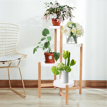 4 Tier Tall Plant Stand Bamboo Corner Plant Shelf Flower Stand Indoor Outdoor