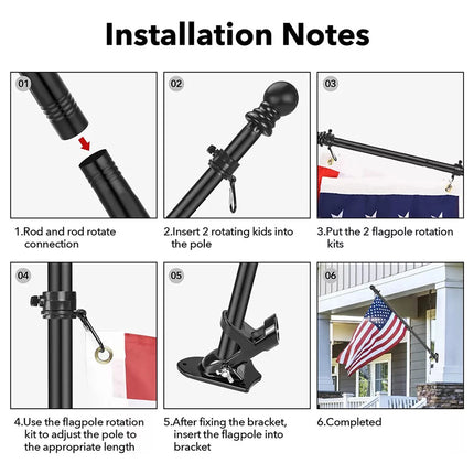 1.8M Flag Pole Kit for House Stainless Steel Flag Pole Holder Outdoor Wall Mount