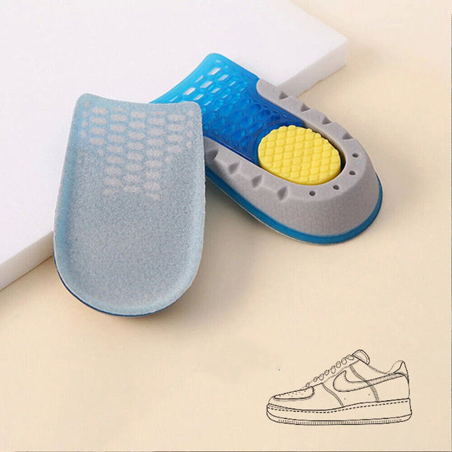 2cm Height Increase Insole TPE Silicone Gel Heighten Lift Half Shoes Pad Men Women