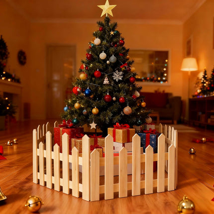 28Pcs Christmas Tree Fence DIY Gate Fence Picket Panels Border Xmas Decoration