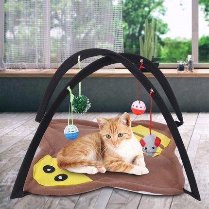 Breathable Pet Hammock Cat Bed with Fun Cartoon Bell Toy Cat Tent Supplies  Little Bee
