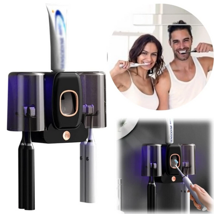 Automatic Toothpaste Dispenser Handsfree Toothbrush Holder Set Holder 2 Cup