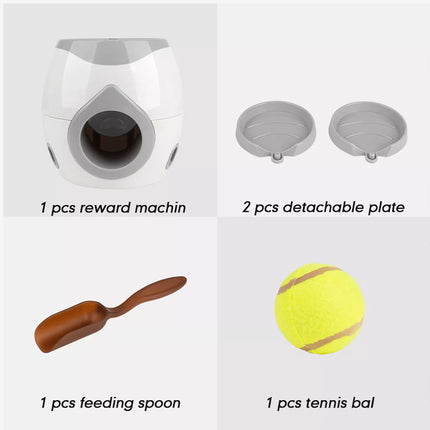 Automatic Dog Tennis Ball Launcher Reward Feeder Interactive Pet Training Game Grey