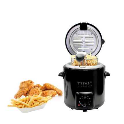 0.9L Deep Fryer Adjustable Thermostat Dial Black Stainless Steel Housing