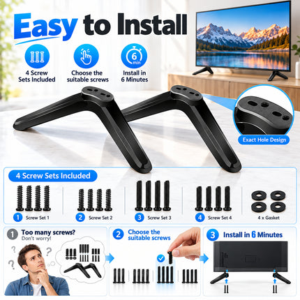 Replacement TV Stand Legs for TCL Roku TV 32-55 Inch Base Feet with Screws Kit