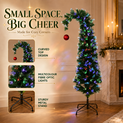 150cm Bent Top Fibre Optic Christmas Tree 32 Lighting Modes SAA AU Plug