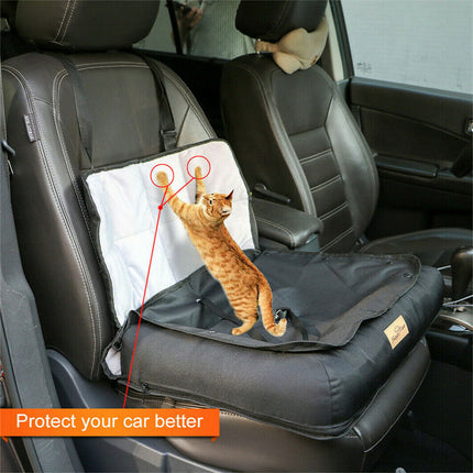 Thick Padded Comfy Dog Car Bed Pet Cat Booster Seat Travel with Security Leash