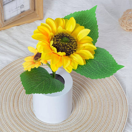 2 Head LED Sunflower Night Light Home Decorative Flower Lamp Rechargeable