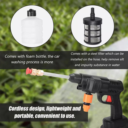 Cordless Electric High Pressure Washer Water Spray Gun Car Cleaner w/ 2*Battery
