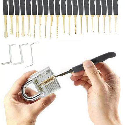 27 pcs Practice Lock Transparent Padlocks Unlocking Tool Pick Tool Set