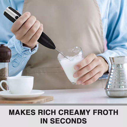 Handheld Electric Milk Frother Foam Maker Coffee Whisk Drink Mixer Wand Egg Beat (Black)